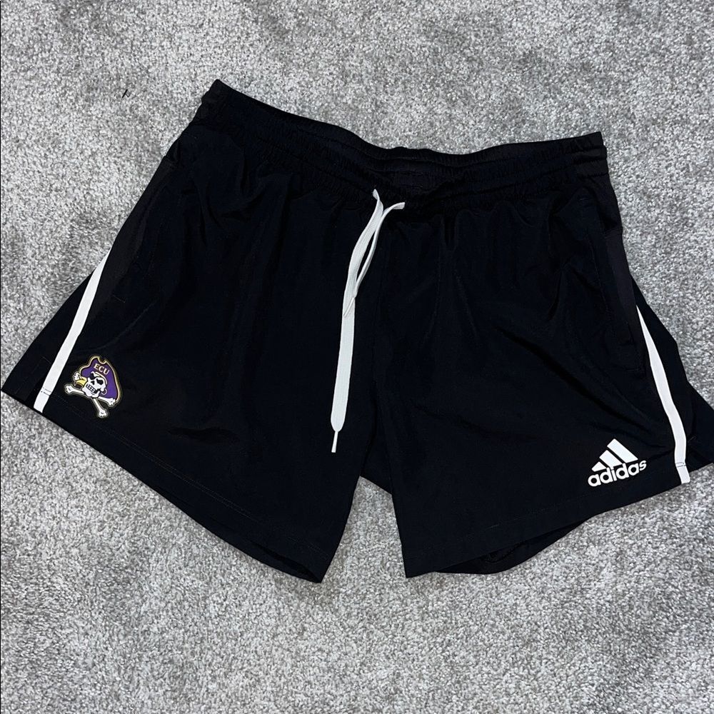 Adidas ECU East Carolina Pirates women’s stretch zipper pockets running shorts L